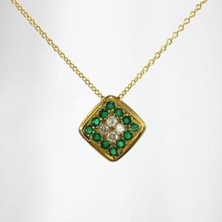 Contempory Diamond and Emerald Pendant