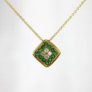 Contempory Diamond and Emerald Pendant