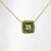 Contempory Diamond and Emerald Pendant
