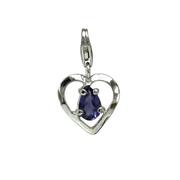 Heart Charm with Iolite