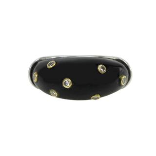 Black Jade and Diamond Ring