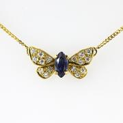 Sapphire and Diamond Butterfly Necklace