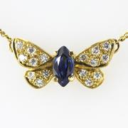 Sapphire and Diamond Butterfly Necklace