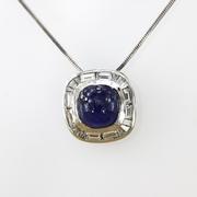 Burmese Cushion Cut Sapphire and Diamond Halo Pendant