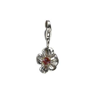 Ruby Silver and Gold Flower Charm