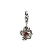 Ruby Silver and Gold Flower Charm