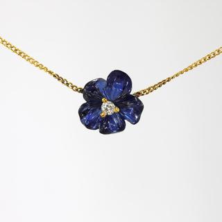 Carved Sapphire and Diamond Necklace