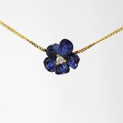 Carved Sapphire and Diamond Necklace