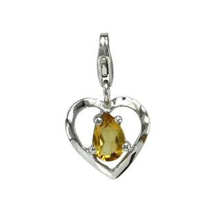 Heart Charm with Citrine