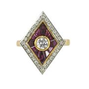 Art Deco Ruby and Diamond Ring