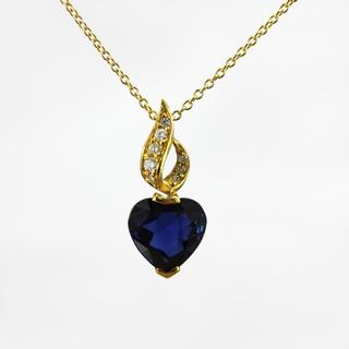 Heart Sapphire and Diamond Pendant