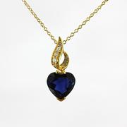 Heart Sapphire and Diamond Pendant