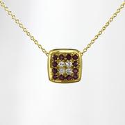 Diamond and Ruby Contemporary Square Pendant