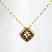 Diamond and Ruby Contemporary Square Pendant