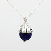 Sterling Silver Acorn Style Pendant with Lapis Lazuli Bead