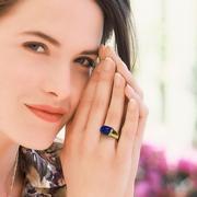 Fluted Lapis Lazuli and Diamond Ring