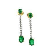 Emerald and Diamond Gold Drop Earrings