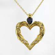 Sapphire and diamond Heart Pendant
